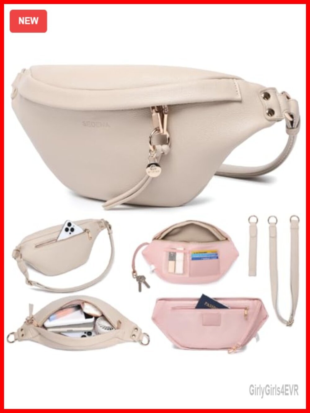RFID Anti-Theft Crossbody Bag with Locking Charm, Adjustable Strap, Vegan